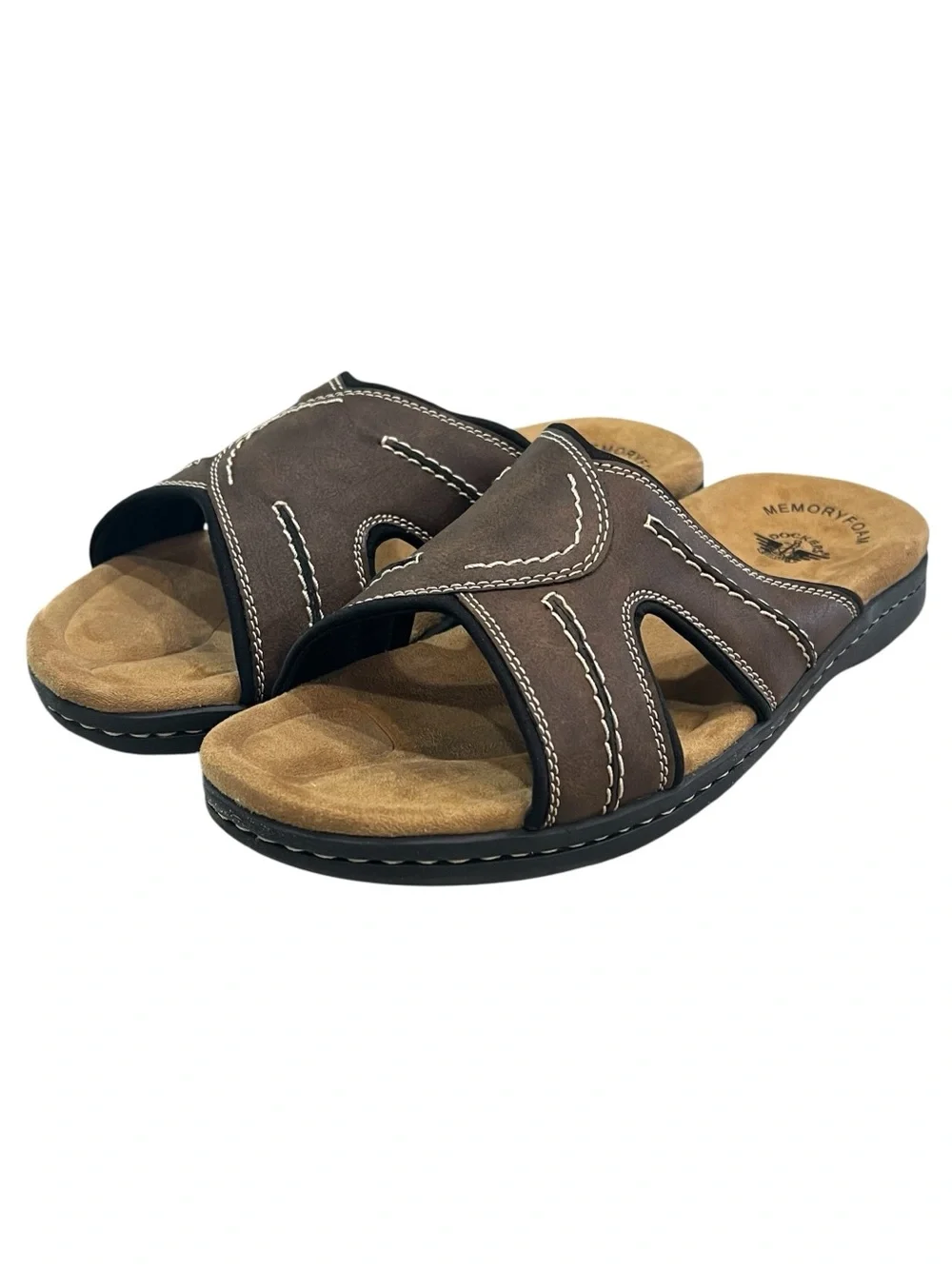 NEW Dockers Men Sunland Casual Slide Sandals Size US 11  Dark Brown Faux Leather